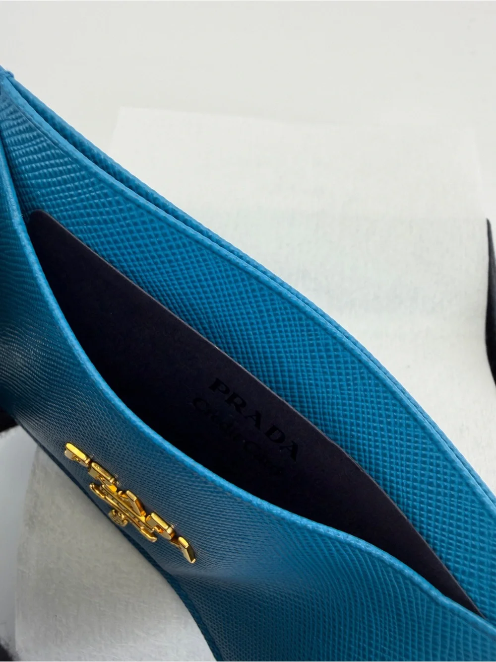 PRADA Saffiano Leather Cardholder in Blue